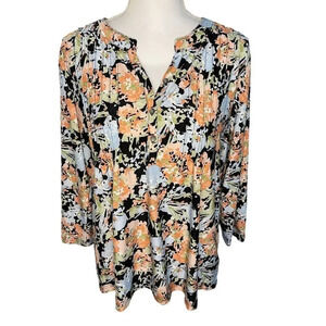 NEW Napa Valley Women’s Small Multicolored‎ Floral Button V-Neck Top NWT